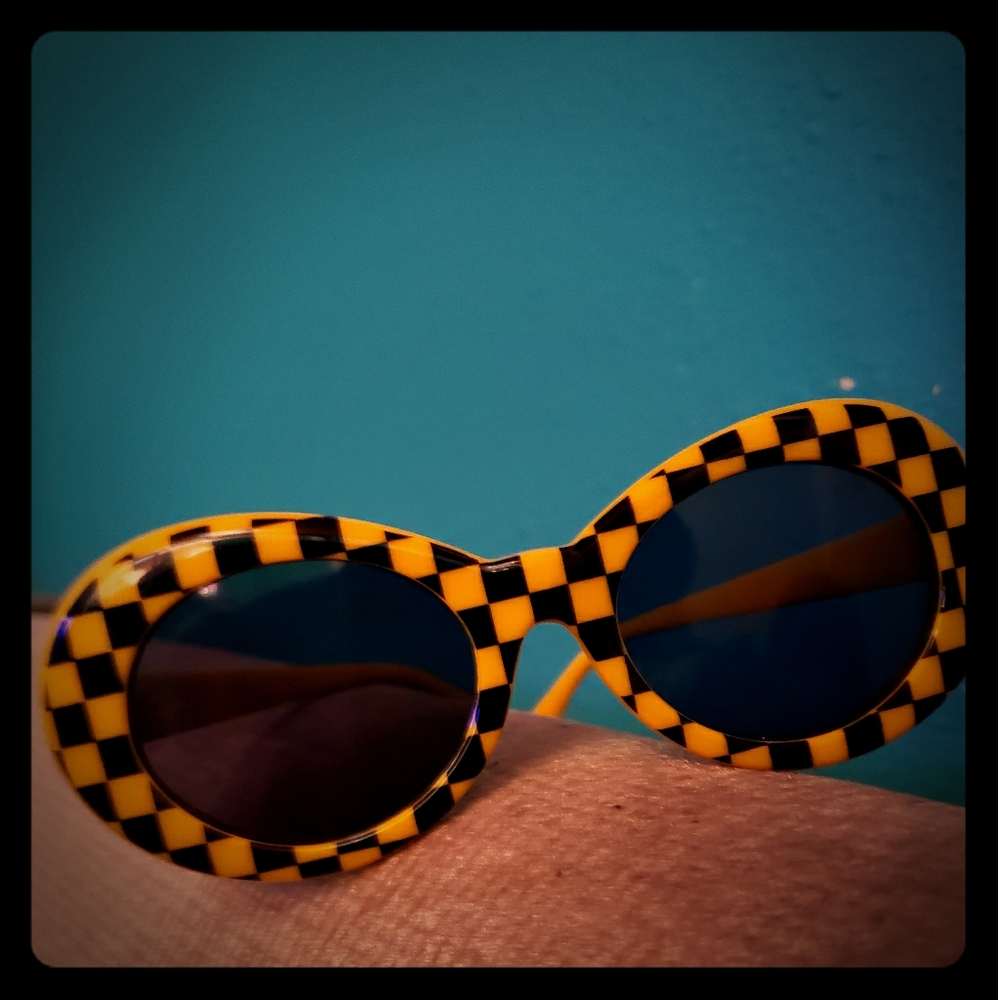 Checkered Yellow and Black Sunglasses